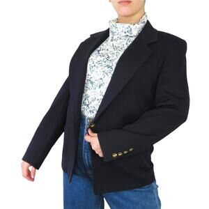 Austin Reed 90s Vintage Navy Blue Formal Blazer Jacket Gold Buttons Medium